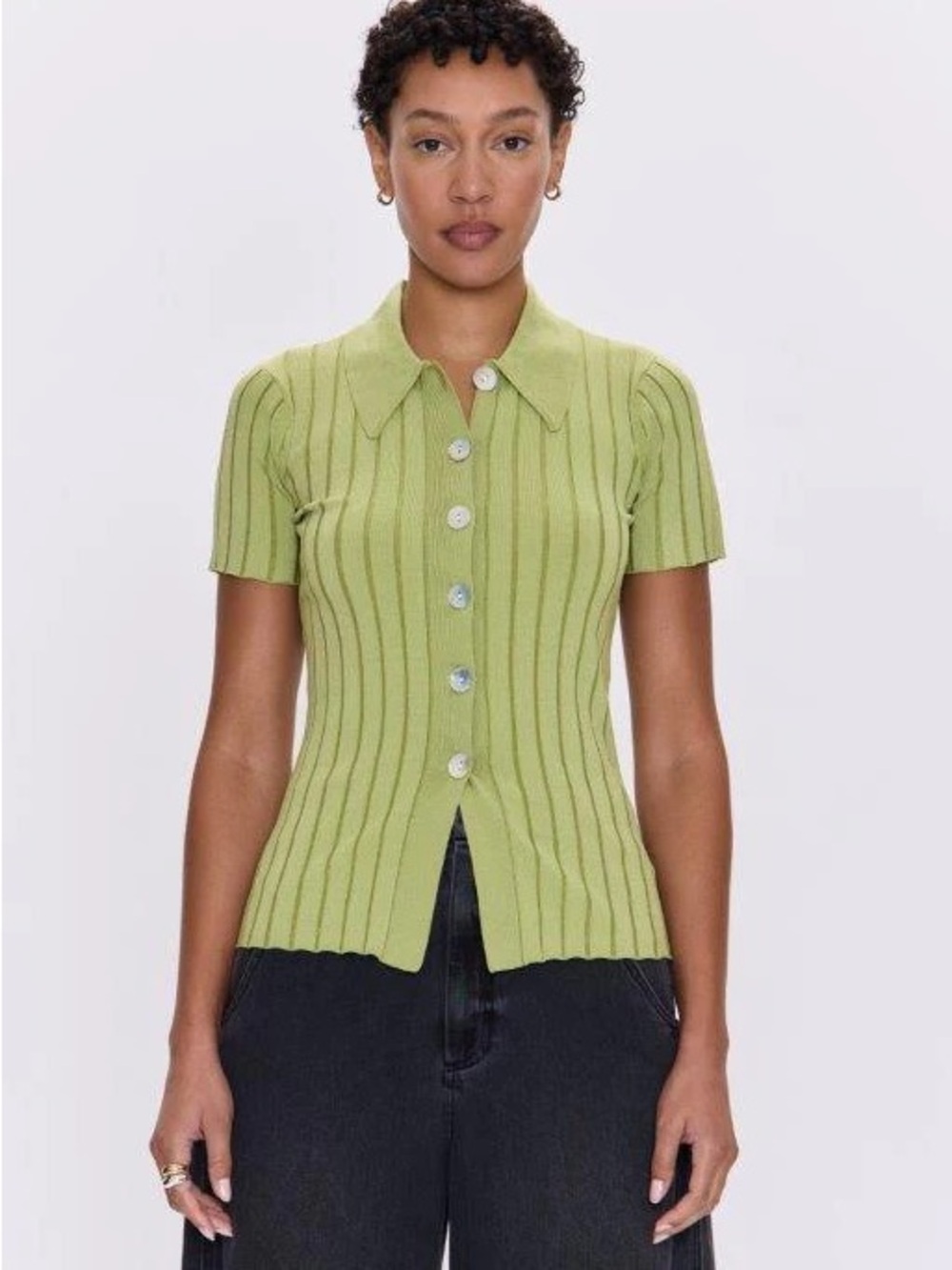pistola Short-Sleeve Ribbed Polo in Lime Green